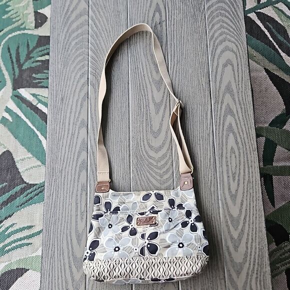 Retro Relic by Fossil Canvas Crossbody Bag - gray tan black floral - Picture 4 of 9